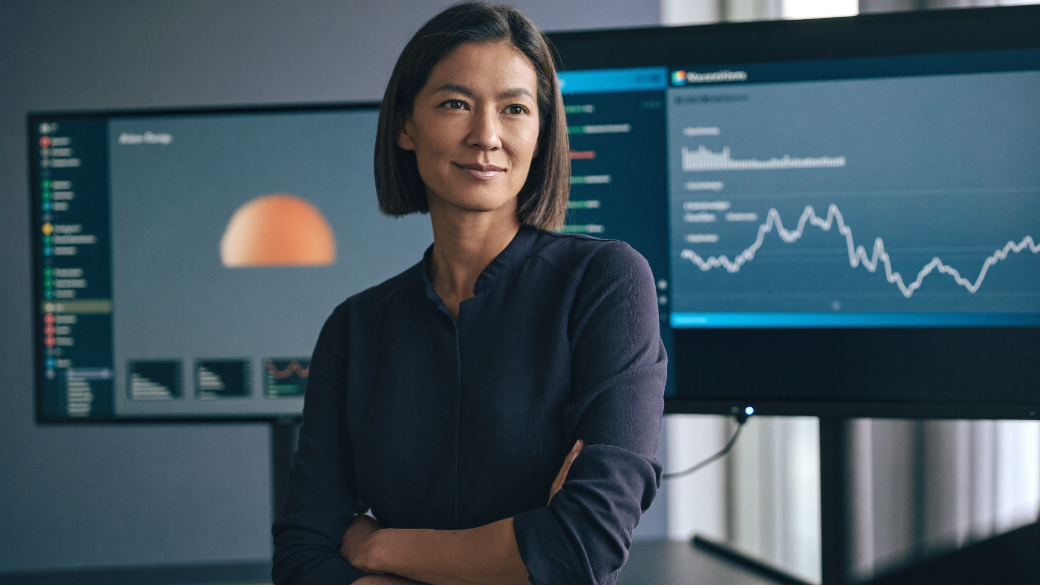A finance operations leader in calm command of their Microsoft dashboards